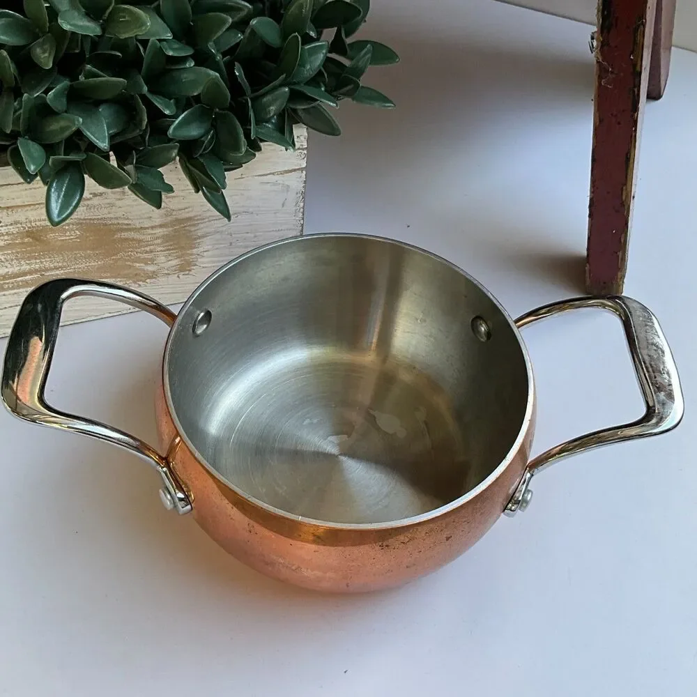 TL Mulino New York Copper Sauce Pan Pot with handles EUC